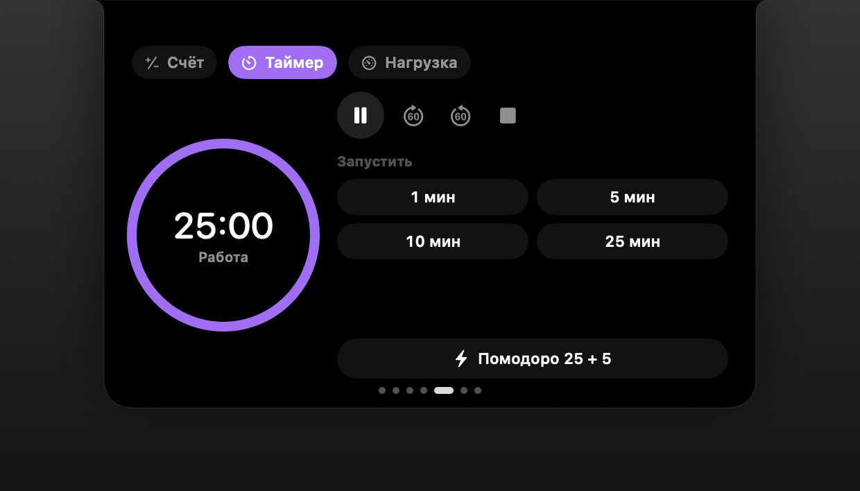 Таймер с помодоро в вырезе MacBook